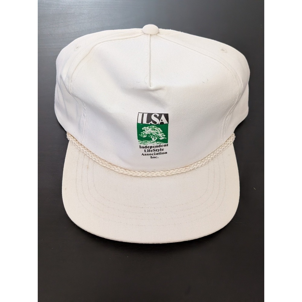 Vintage ILSA Strapback Hat Yupoong Independent Lifestyle Association White‎ OSFM